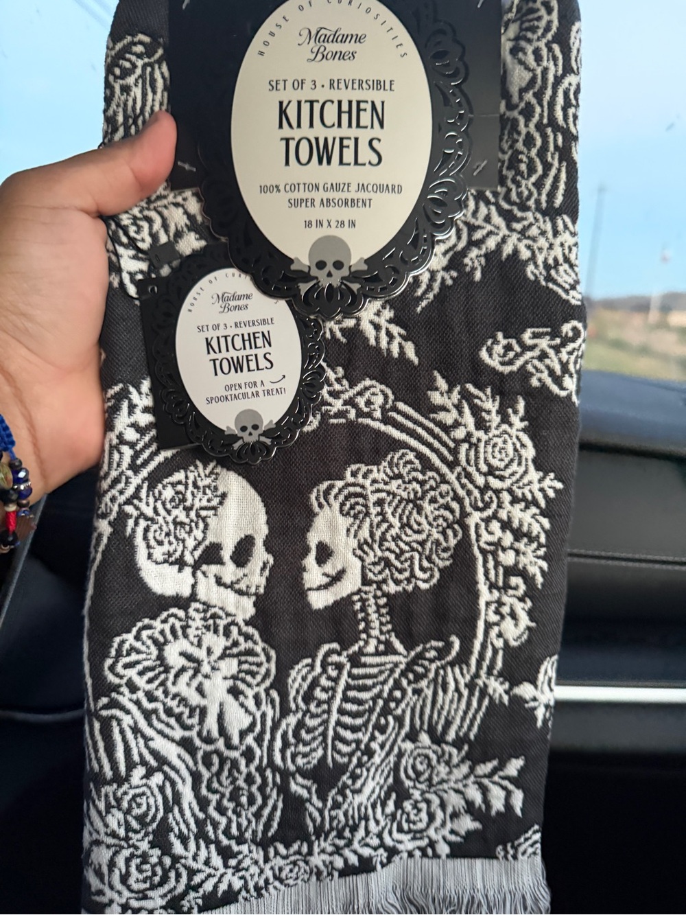 Black & White Reversible Kitchen Towels - Set of 3